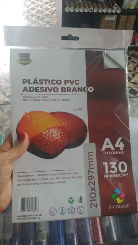 VINIL PLASTICO PVC ADESIVO BRANCO JATO DE TINTA -BURITI Imagem