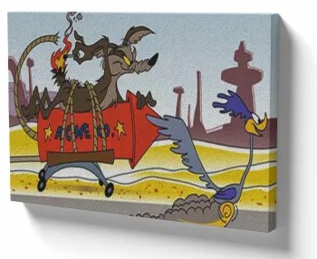 Azulejo decorativo personalizado parede ou mesa Coiote e Papaléguas foguete