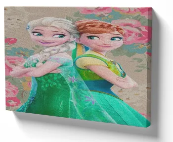 Azulejo decorativo personalizado parede ou mesa Frozen Elza e Anna flores