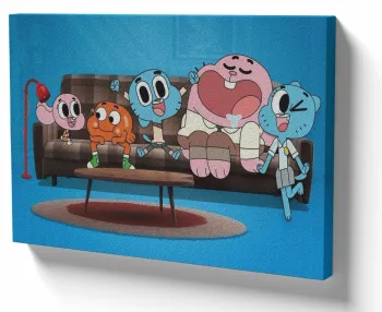 Azulejo decorativo personalizado parede ou mesa Gumball Família sofá desenho