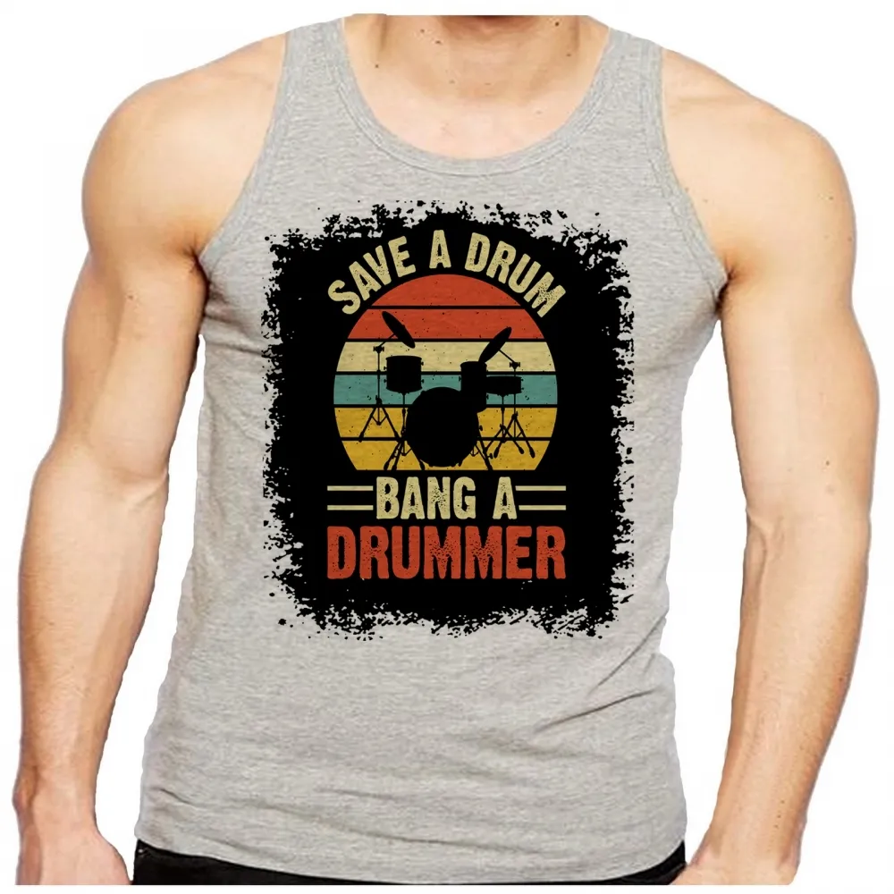 Camiseta Regata adulto ou infantil Bateria baterista rock musica