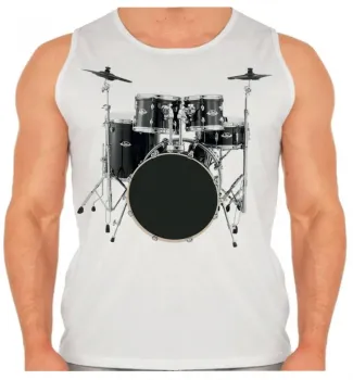 Camiseta Regata adulto ou infantil Bateria rock musica banda - Foto 2