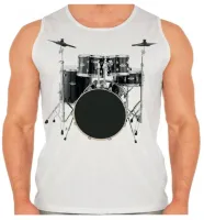Camiseta Regata adulto ou infantil Bateria rock musica banda - Foto 2