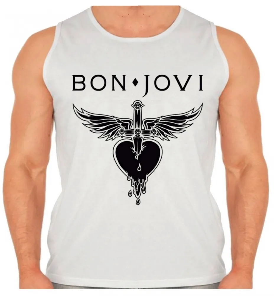 Camiseta Regata adulto ou infantil Bon Jovi banda rock antiga