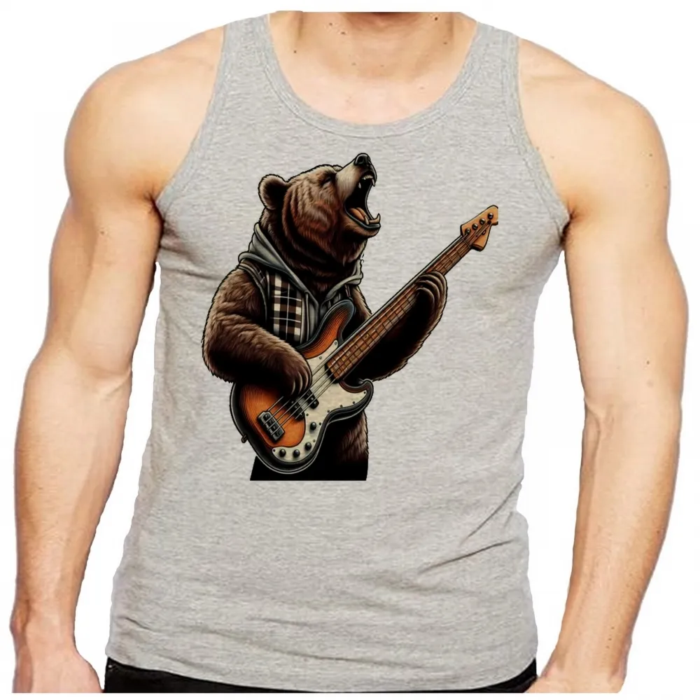 Camiseta Regata adulto ou infantil contra baixo urso rock bear Imagem