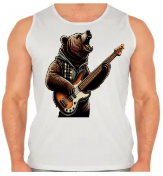 Camiseta Regata adulto ou infantil contra baixo urso rock bear - Foto 2