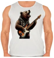 Camiseta Regata adulto ou infantil contra baixo urso rock bear - Foto 2