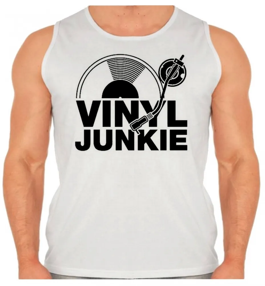 Camiseta Regata adulto ou infantil Dj musica vinil Junkie Hip Hop Dance Trance Imagem