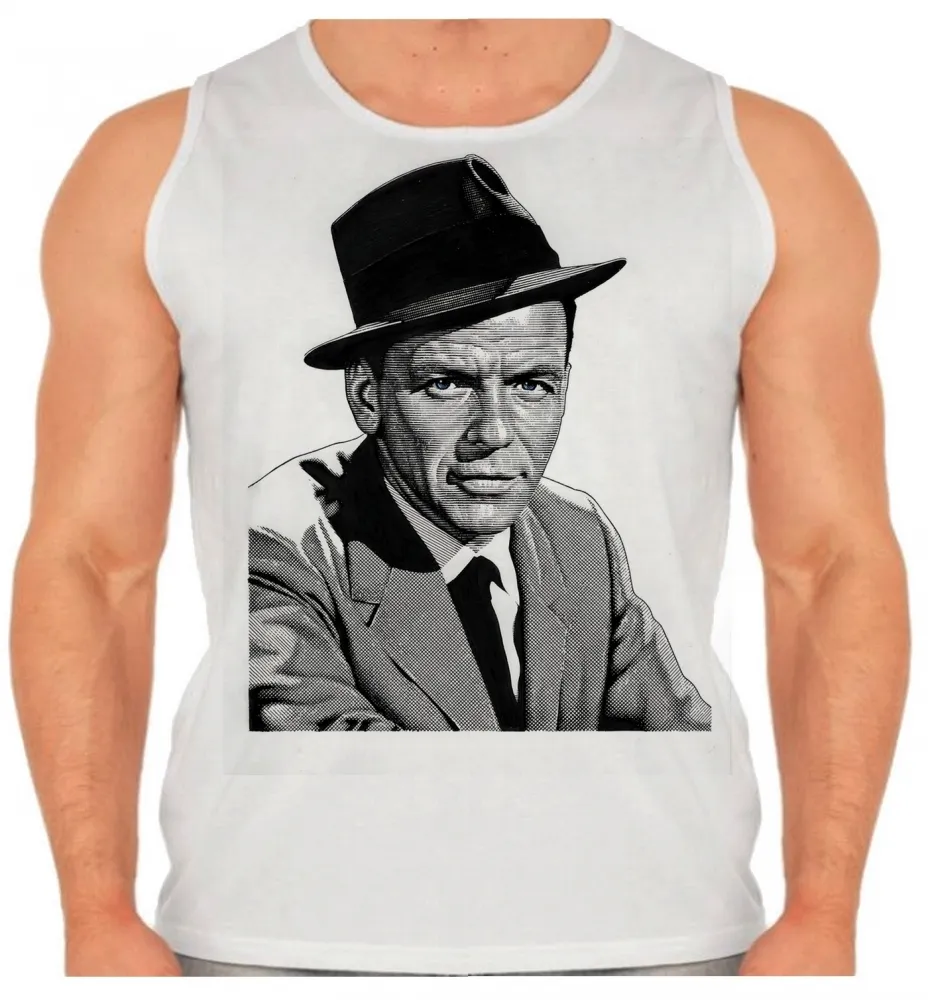 Camiseta Regata adulto ou infantil frank Sinatra cantor chapeu