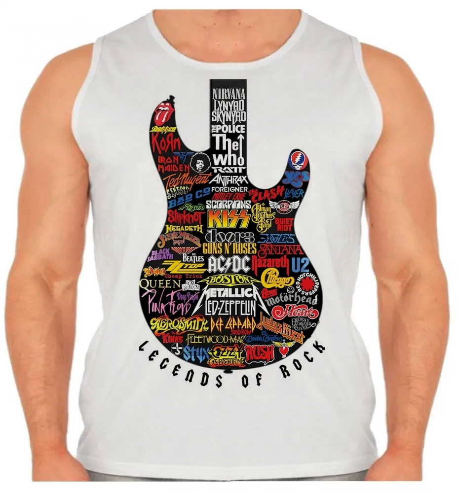Camiseta Regata adulto ou infantil guitarra bandas rock famosas Imagem