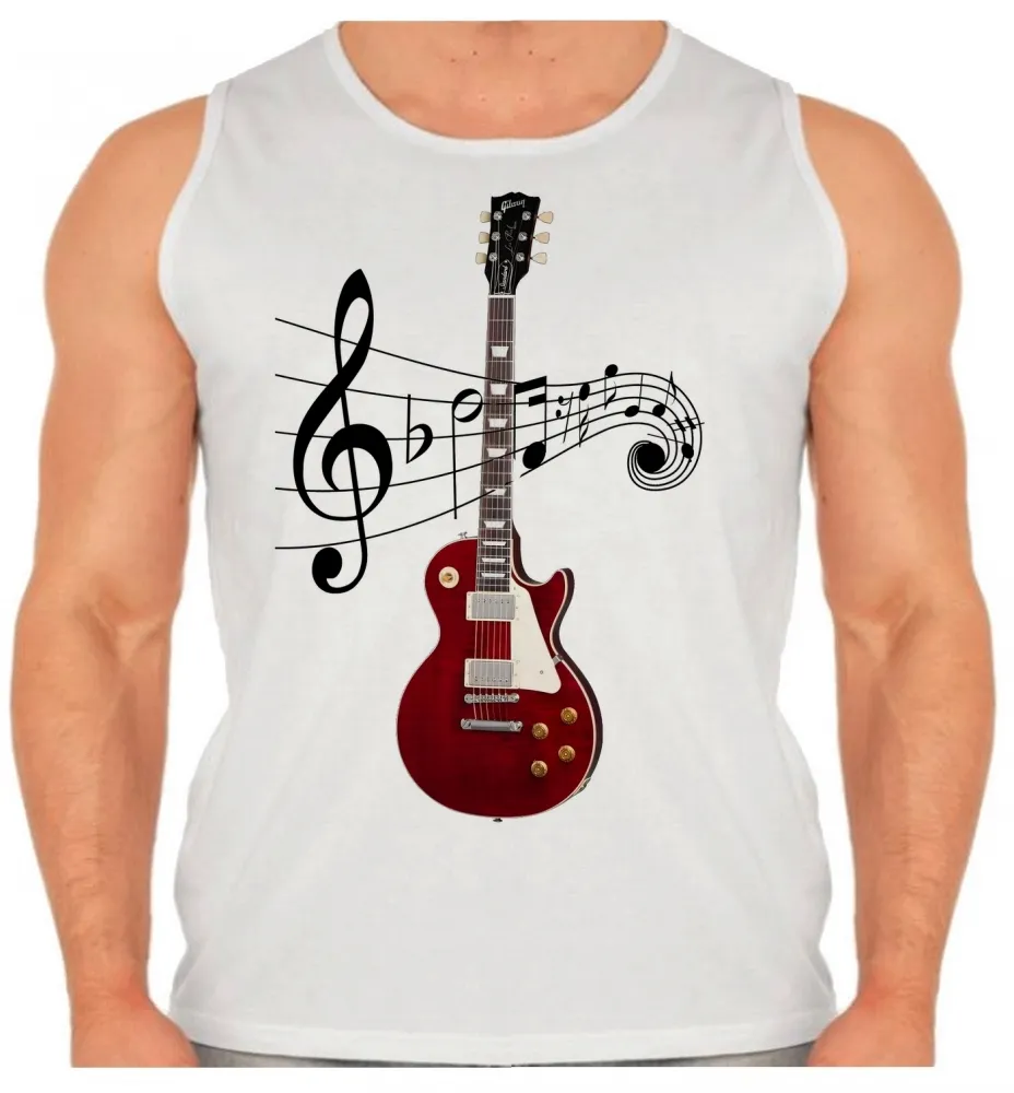 Camiseta Regata adulto ou infantil Guitarra contra baixo musica Imagem