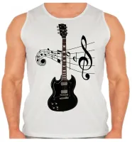 Camiseta Regata adulto ou infantil Guitarra preta black musica - Foto 2
