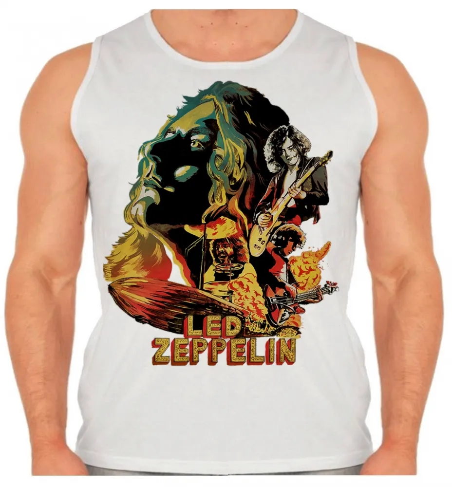 Camiseta Regata adulto ou infantil led zeppelin banda rock antiga Imagem