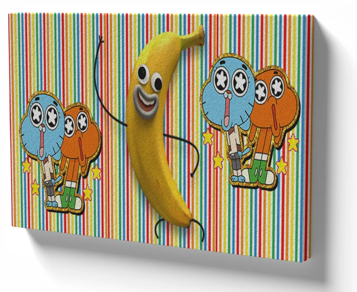 Azulejo decorativo personalizado parede ou mesa incrível mundo Gumball João Baanana Imagem