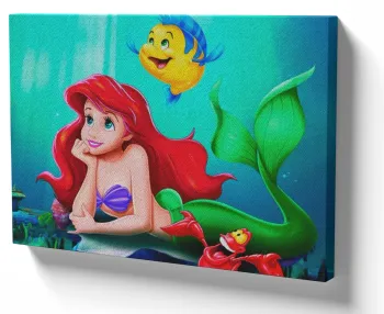 Azulejo decorativo personalizado parede ou mesa Pequena Sereia Linguado