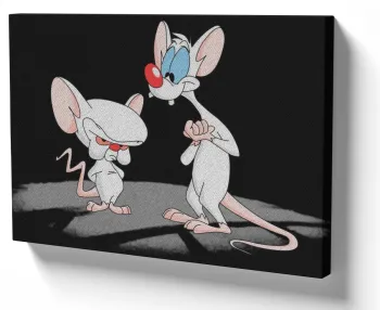 Azulejo decorativo personalizado parede ou mesa Pink E O Cérebro Desenho Antigo