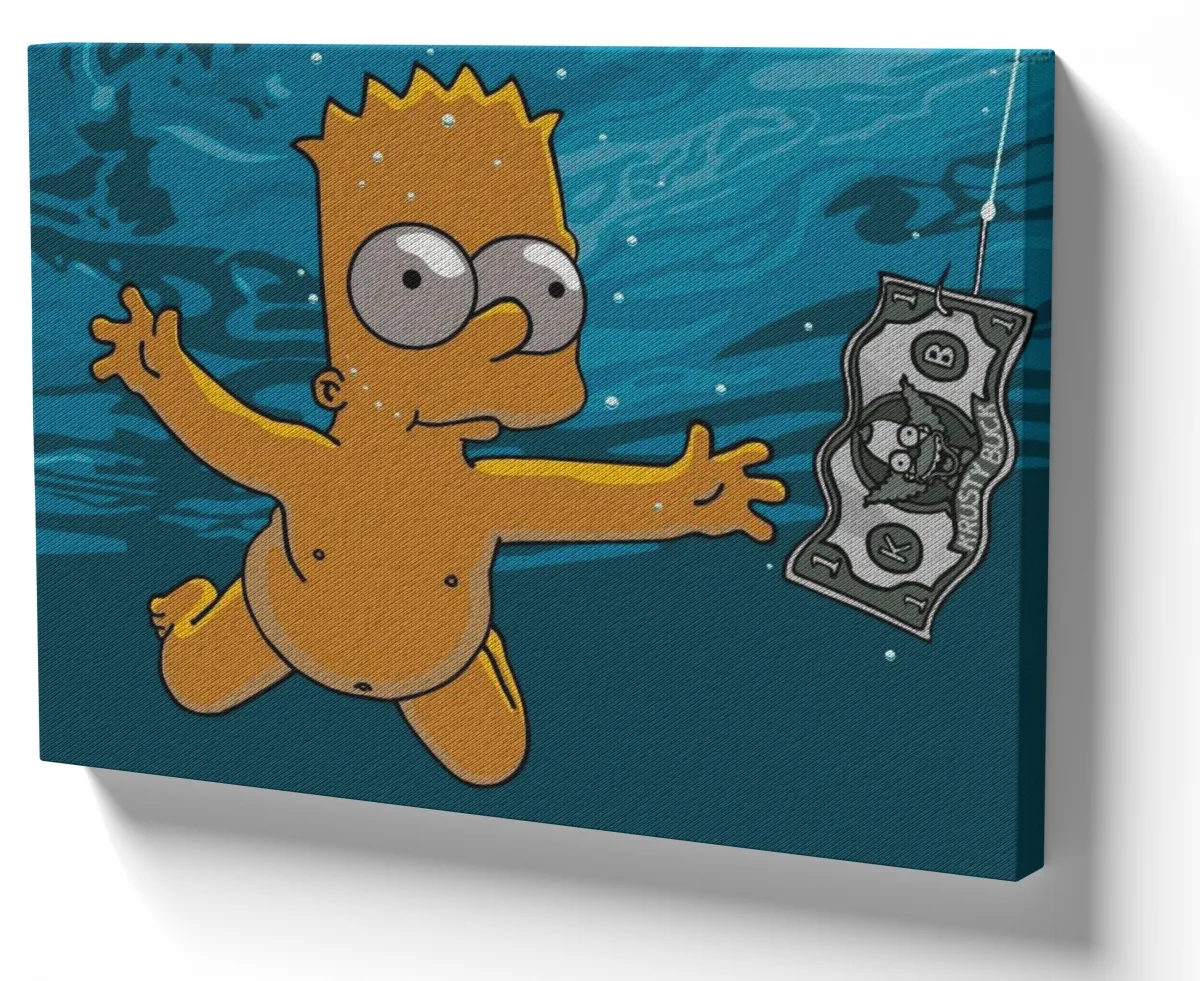 Azulejo decorativo personalizado parede ou mesa Simpsons Bart dolar nirvana