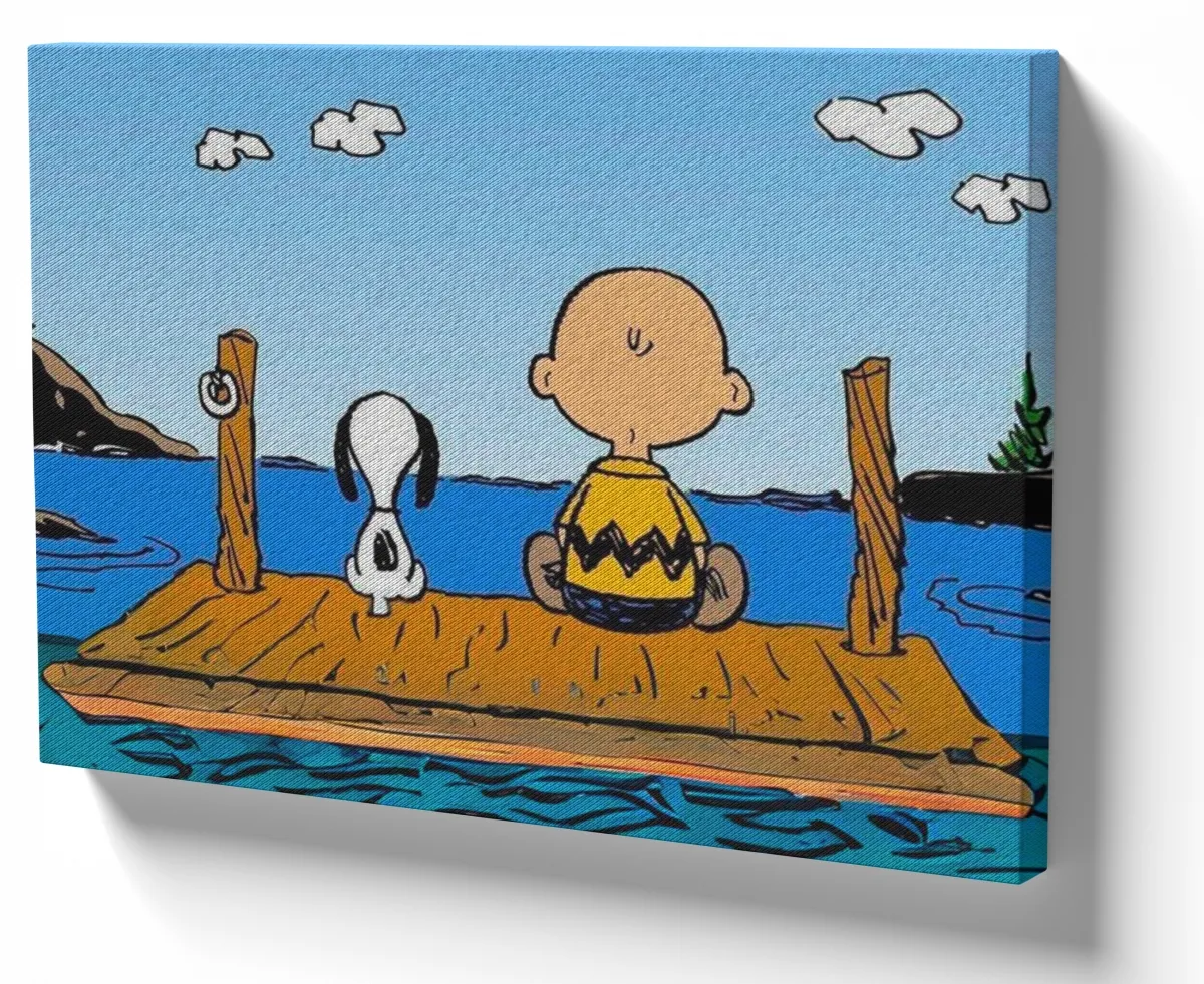 Azulejo decorativo personalizado parede ou mesa Snoopy Charlie Brown lago