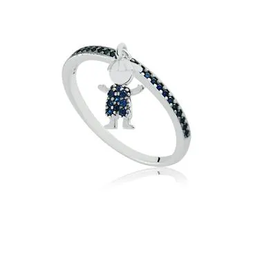 Anel prata 950 com bonequinho - 270873 Imagem