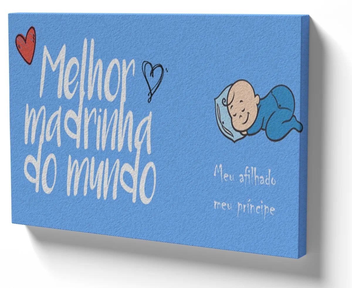 Azulejo decorativo personalizado parede ou mesa Melhor madrinha do mundo azul
