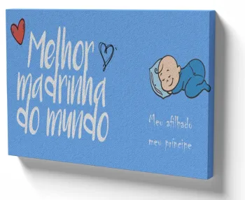 Azulejo decorativo personalizado parede ou mesa Melhor madrinha do mundo azul