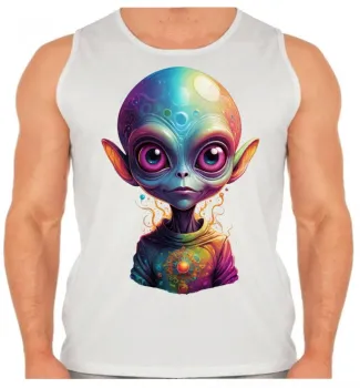Camiseta Regata adulto ou infantil Alien et ovni colorido varginha