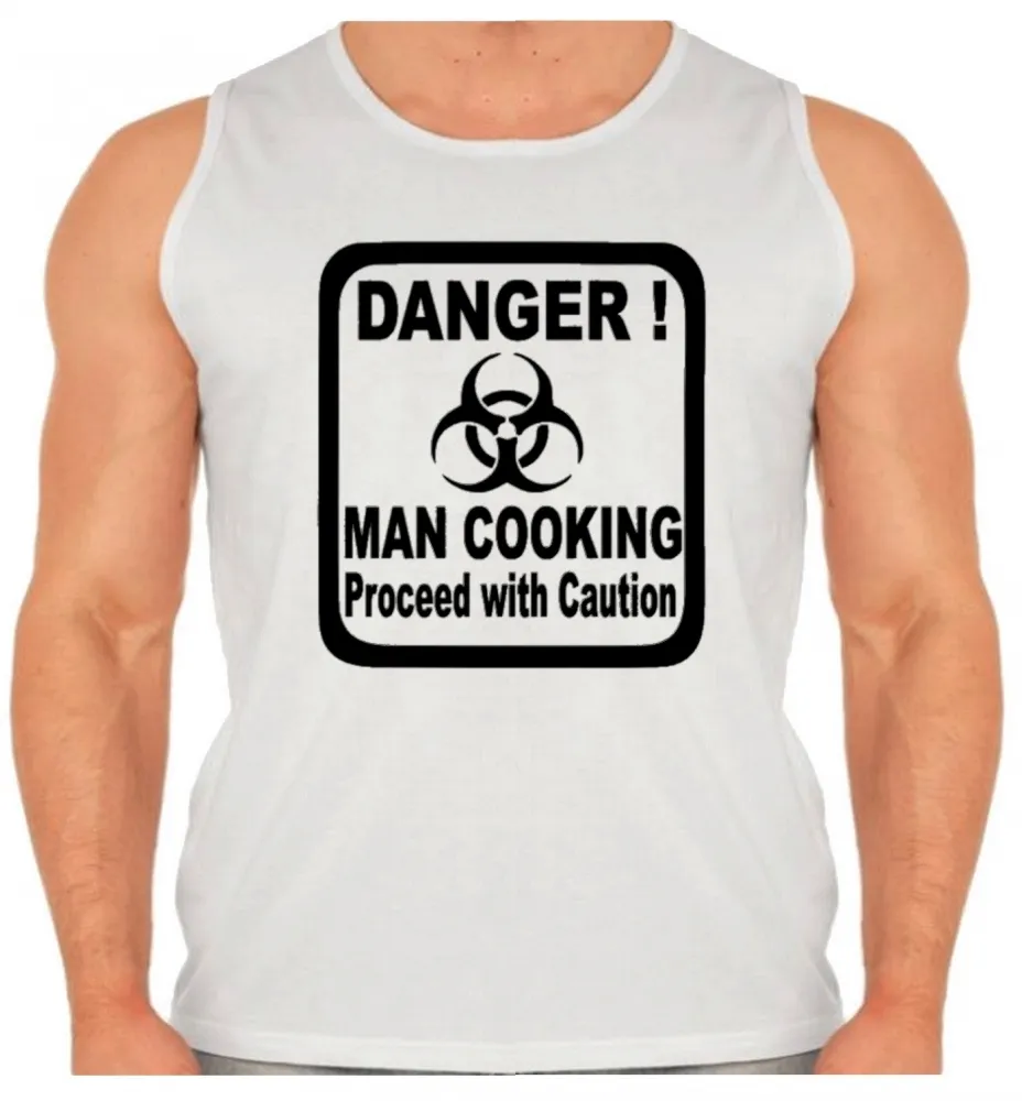 Camiseta Regata adulto ou infantil Homem cozinha cozinheiro perigo Imagem