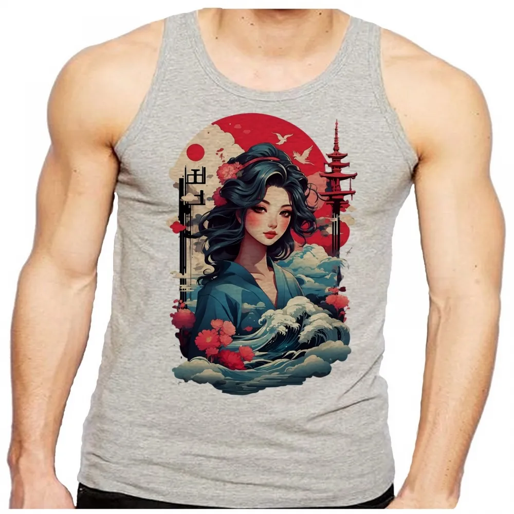 Camiseta Regata adulto ou infantil Japonesa Japão gueixa mulher artista Imagem