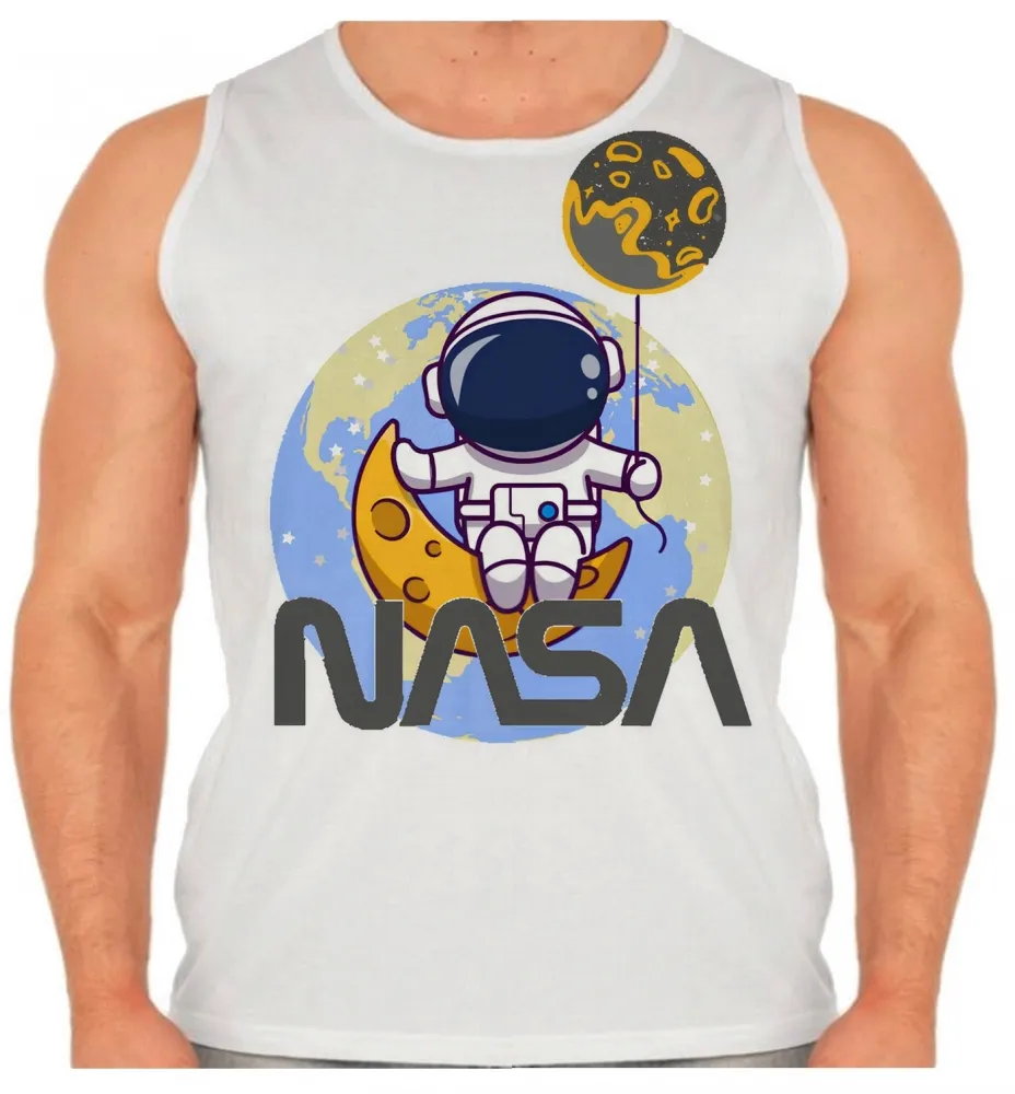 Camiseta Regata adulto ou infantil Nasa astronauta planeta Imagem