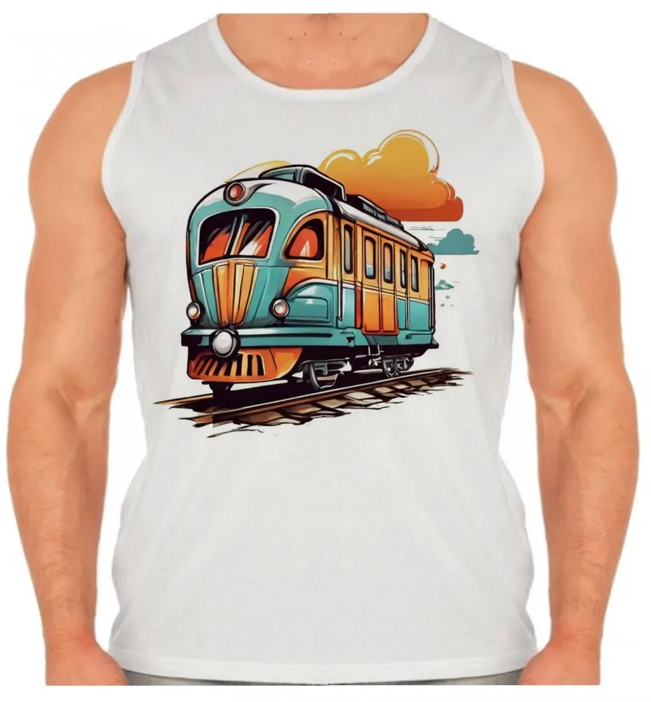 Camiseta Regata adulto ou infantil trem colorido trensurb