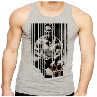 Camiseta Regata adulto ou infantil arnold schwarzenegger ator work hard croos fit academia maromba - Foto 2