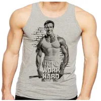 Camiseta Regata adulto ou infantil arnold schwarzenegger work hard croos fit academia maromba - Foto 2
