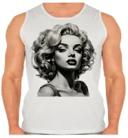 Camiseta Regata adulto ou infantil marilyn monroe preto e branco - Foto 2