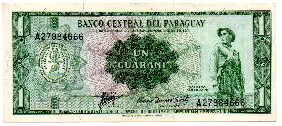 Paraguai - 1 Guarani - Cédula Estrangeira - Sob