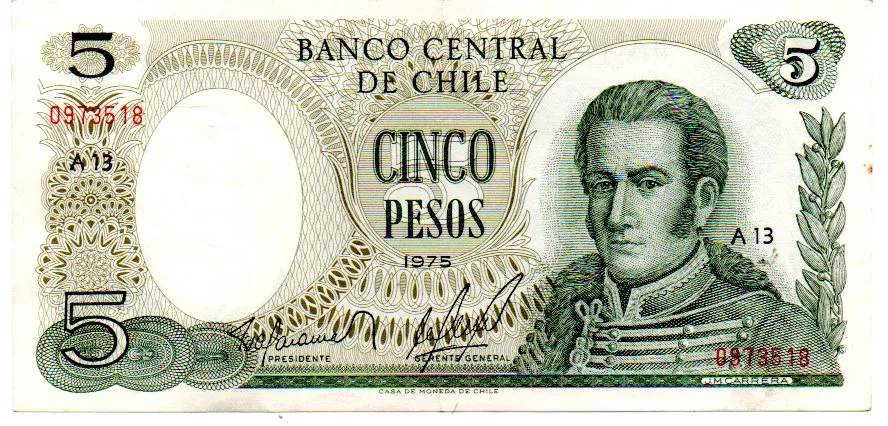 Chile - 5 Pesos - Cédula Estrangeira - Sob