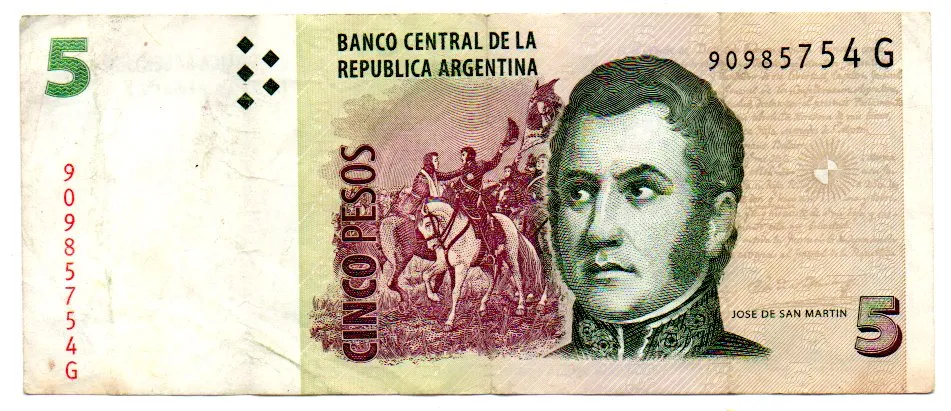 Argentina - 5 Pesos - Cédula Estrangeira - MBC