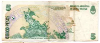 Argentina - 5 Pesos - Cédula Estrangeira - MBC - Foto 2