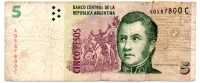 Argentina - 5 Pesos - Cédula Estrangeira - UTG