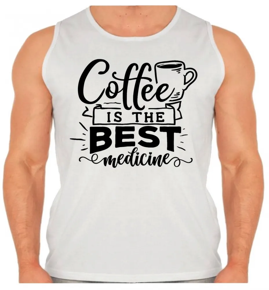 Camiseta Regata adulto ou infantil Medicina Café melhor remédio Imagem