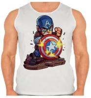 Camiseta Regata adulto ou infantil Capitão america escudo balas - Foto 2