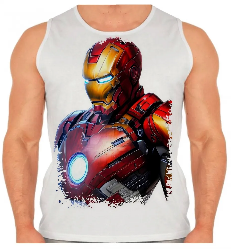 Camiseta Regata adulto ou infantil Homem de ferro iron desenho
