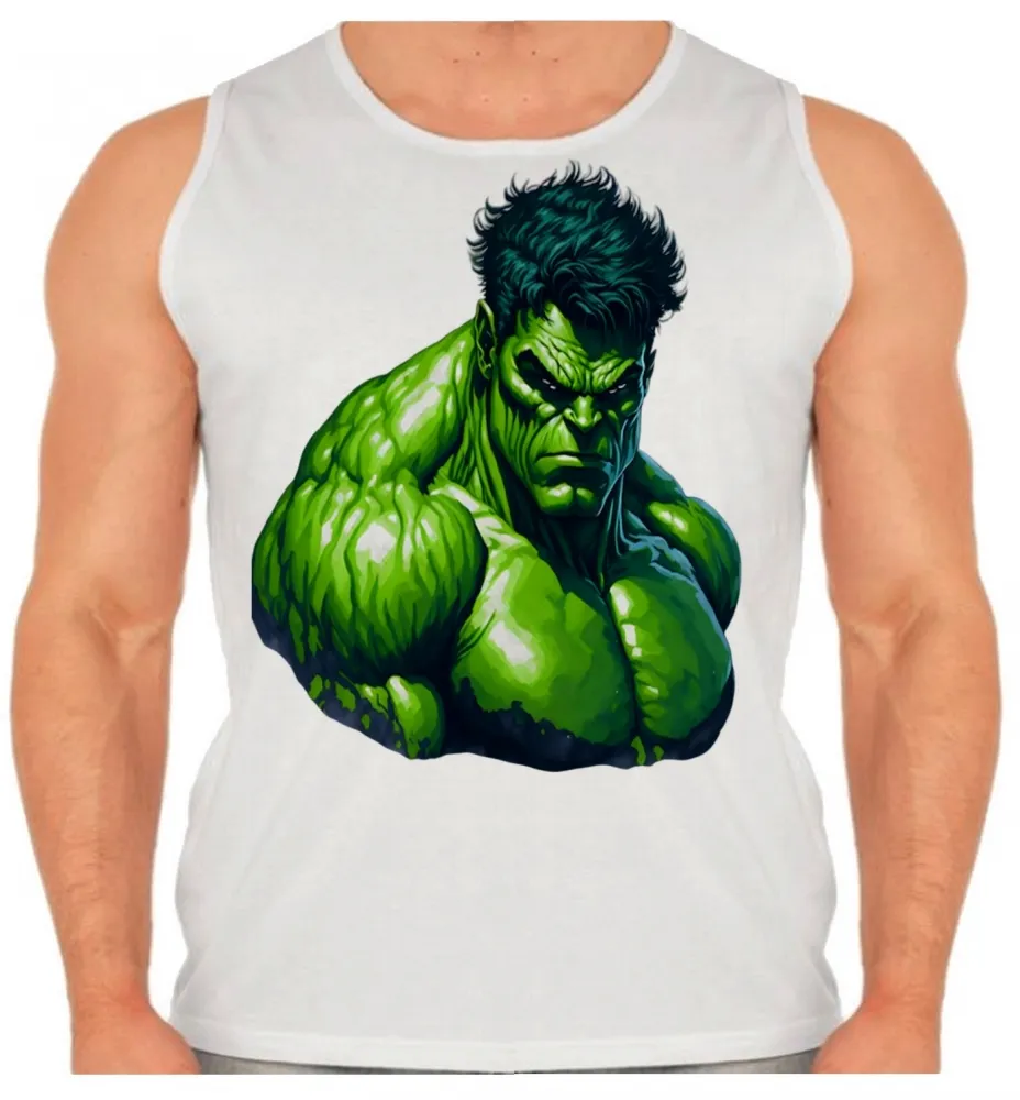 Camiseta Regata adulto ou infantil Hulk vingadores super heroi verdão