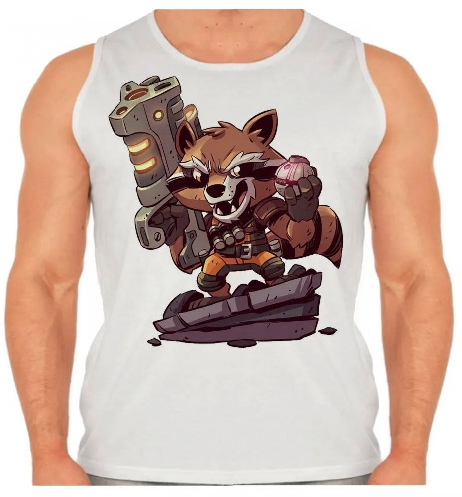 Camiseta Regata adulto ou infantil Rocket guardioes galaxia hero