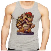 Camiseta Regata adulto ou infantil Bowser Mario vilão dinossauro - Foto 2