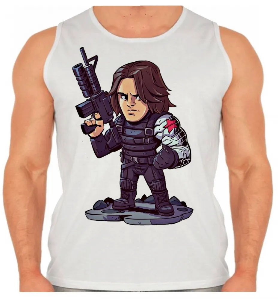 Camiseta Regata adulto ou infantil Soldado invernal vilão capitão america