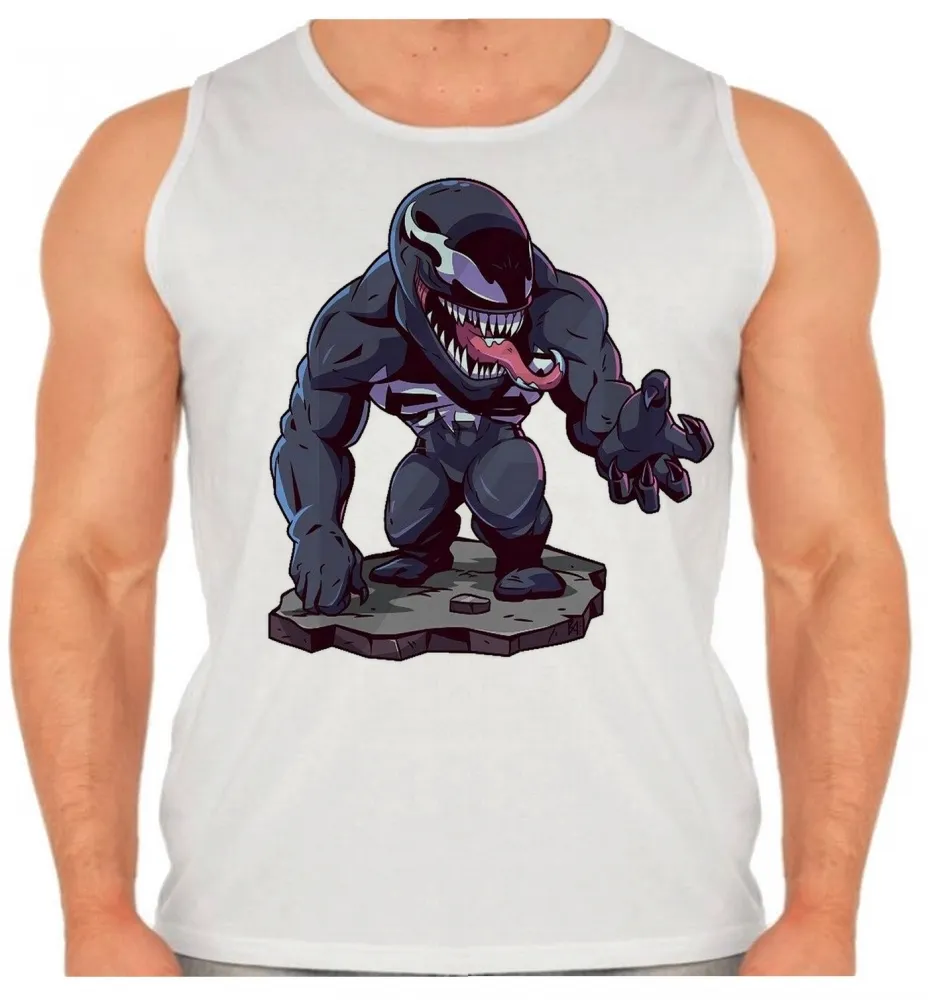 Camiseta Regata adulto ou infantil Venom vilão homem aranha negro