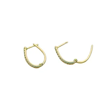 Brinco ouro 18k argola com zircônias - RARI184 - Foto 2