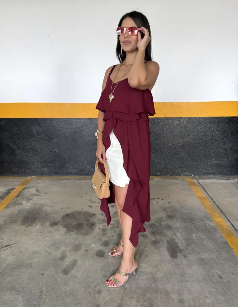  BATA BOHO CHIC LONGA - BORDÔ Imagem