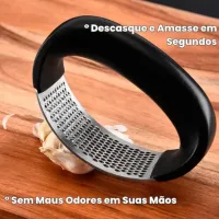 kit Espremedor Amassador Triturador De Alho Amolador Faca Afiador Profissional com cabo 3 EM 1 - Foto 4