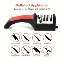 Kit 3 Descascadores Inox Legumes E Amolador Faca Afiador Profissional com cabo 3 EM 1 - Foto 2